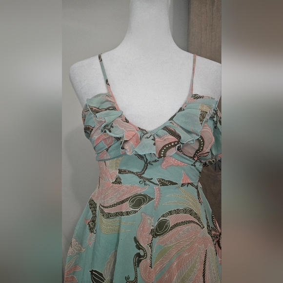 H&M Limited Edition Chiffon Boho Maxi Sundress In Pastel Print Blue/pink. Size 2 - Picture 15 of 15